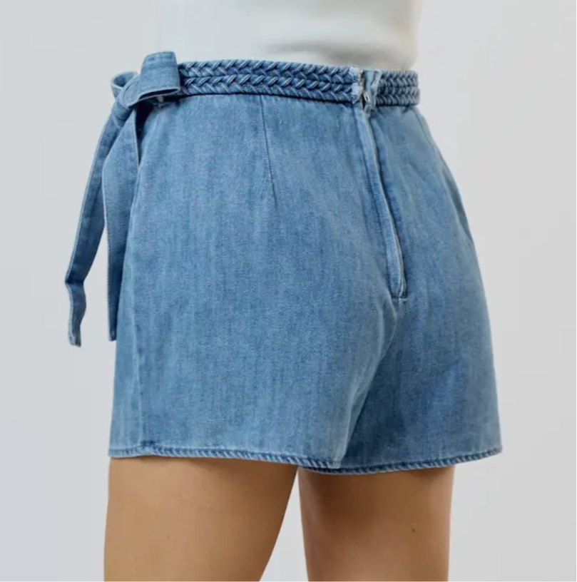 Braided Denim Wrap Skort